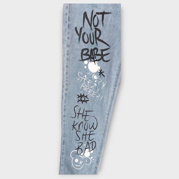 NEW With TAGS - Womens Gemma Rae High Rise Mom Graffiti Blue Jean Size 7 - Picture 8 of 9